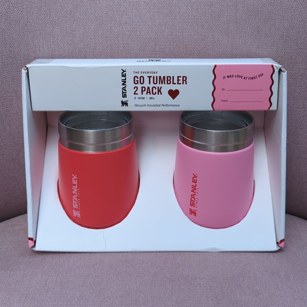 Stanley Pink and Red Everyday Go Tumbler 2 Pack, 2 x 10 oz NWT